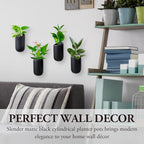 MyGift 7.5 Inch Wall Mounted Modern Matte Black Ceramic Cylindrical Plant - Image 2