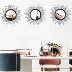 3 Pack Metal Mirrors for Wall Sunburst Wall Mirrors Home Décor Decorative - Image 2