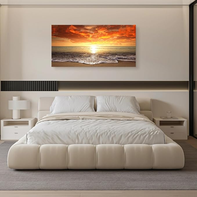 Baisuart-S0198 Canvas Prints Wall Art Sunset Ocean Beach Pictures Photo - Image 6