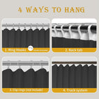 Room Divider Curtains for Ceiling Track Rod, 10 ft Wide x 9 ft Tall, Dark Grey - Image 3