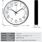 JUSTUP 8in Non-Ticking Wall Clock, Silent Battery Operated Wall Clock - Image 6