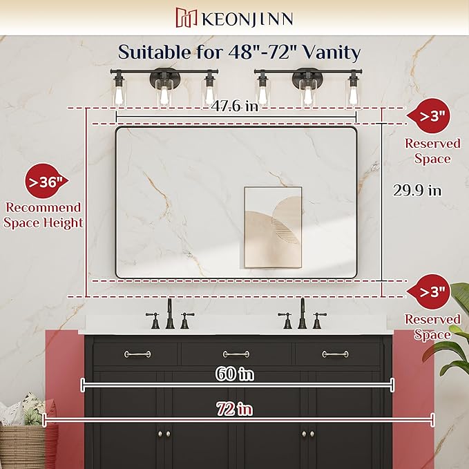 Keonjinn 48 x 30 Brushed Nickel Bathroom Mirrors - Image 6