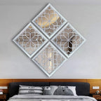 Wocred Set of 4 Mirrors Square Wall Mirror, Gorgeous Rustic Farmhouse Accent - Image 3