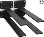 4 Pack - 10 inch Black Hidden L Shelf Bracket Iron Floating Shelf Brackets by MHMYDZ