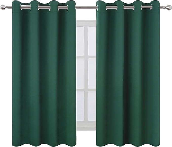 LEMOMO Dark Green Bedroom Blackout Curtains/52 x 54 Inch Long/Set of 2 Curtain - Image 2