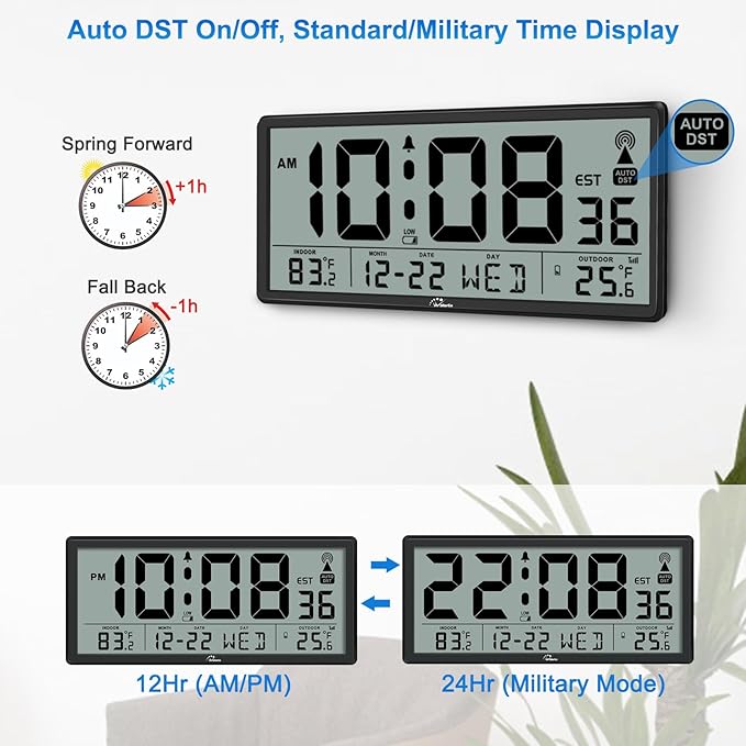 WallarGe Atomic Clock with Indoor Outdoor Temperature - Image 4
