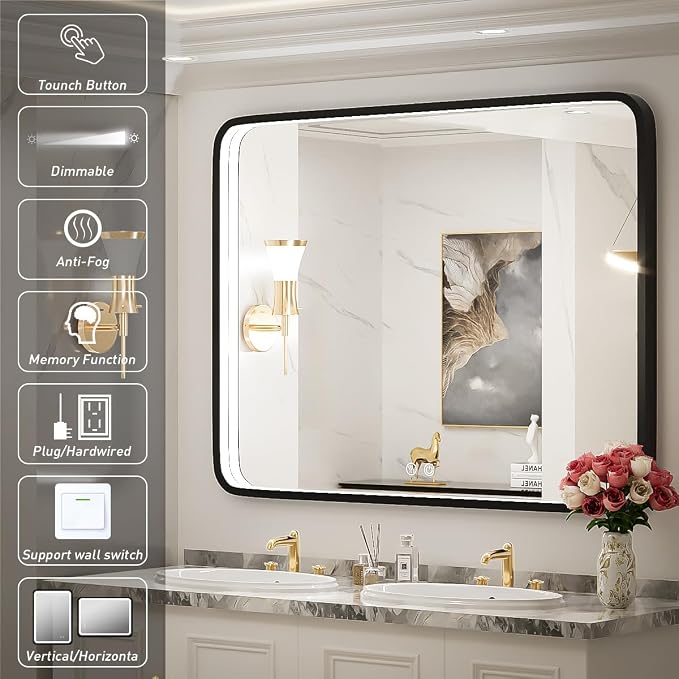 40X30 Inch Black Bathroom Mirror - Image 4