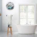 Silent Wall Clocks for Bathroom, Rustic Style Waterproof Glass Wall Clock for - Image 4