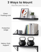 BAYKA Wall Mounted Floating Bathroom Shelves, Wood Wall Shelf - Image 5