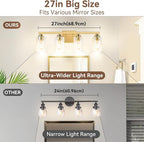 4-Light Bathroom Light Fixtures, Brushed Gold Vanity Lights, Classic Wall Lamp - Image 6