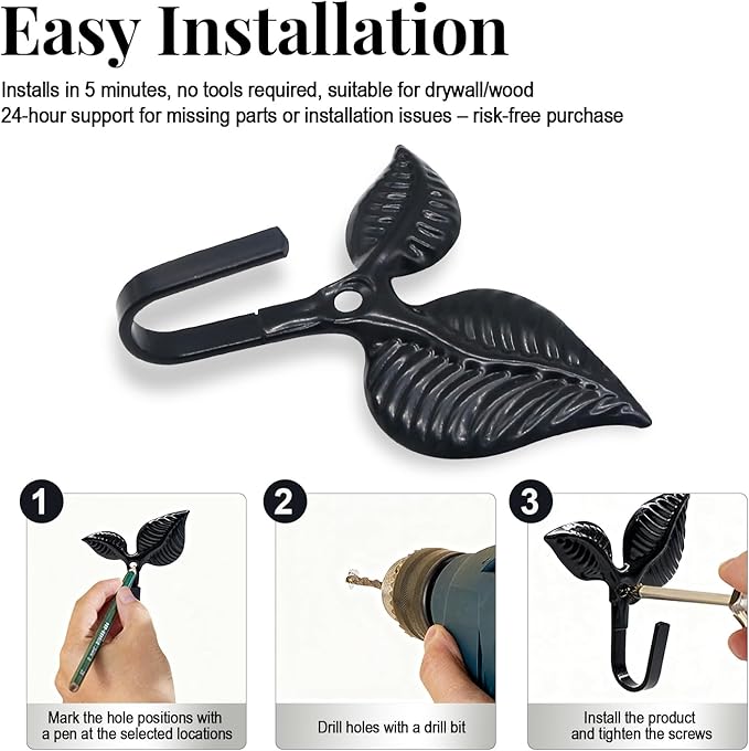 4pcs Iron Leaf Wall Hooks - Image 6