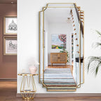 HQiJun Gold Full Length Mirror for Wall, Polished Bevelled Rectangle Mirror - Image 9