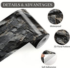 Stone Wallpaper Border 196x4 Inch Peel and Stick Wall Border Dark Slate Rock - Image 9
