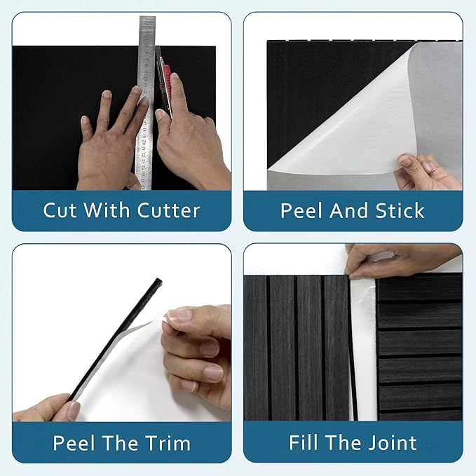 4-Piece Wood Slat Wall Panel for Interior Wall Decor Noise Cancelling 47.2" x - Image 4