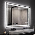 Bathroom Mirror, 44x30 Inch Gradient Front and Backlit Smart Mirror, 3 Colors by VanPokins-GlobalHighEndLEDBathroomMirrorBrand