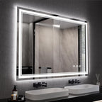 Bathroom Mirror, 44x30 Inch Gradient Front and Backlit Smart Mirror, 3 Colors by VanPokins-GlobalHighEndLEDBathroomMirrorBrand
