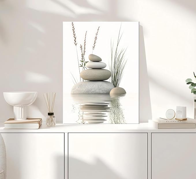 KBIERQN Zen Stone Canvas Wall Art Stacked Stones in Water Poster Print Tranquil - Image 6