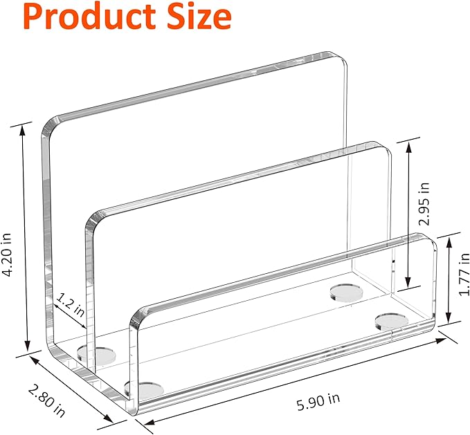 FUCDTEFC Desk Mail Organizer, 2 Section Clear Acrylic File Holder Letter - Image 2