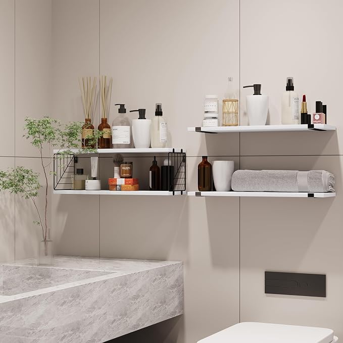 Fixwal 3+1 Tier Bathroom Floating Shelves Over Toilet, 15.8in Farmhouse Rustic - Image 5