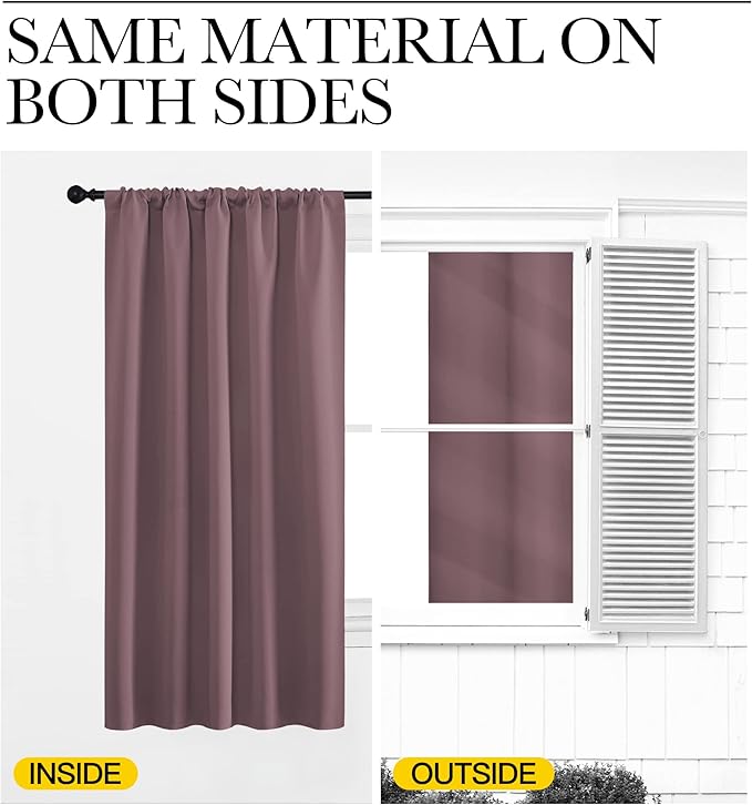 NICETOWN Blackout Curtains for Living Curtains, Dry Rose, 2 Panels, 29 by 30 - Image 5
