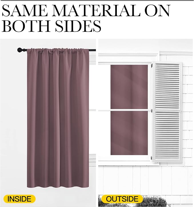 NICETOWN RV Blackout Curtains for Camper Windows, Dry Rose, Kitchen Curtains - Image 5