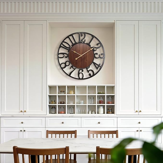 Vantic 32 Inch Large Wall Clock, Arabic Numeral Wood Oversized Wall Clocks - Image 8