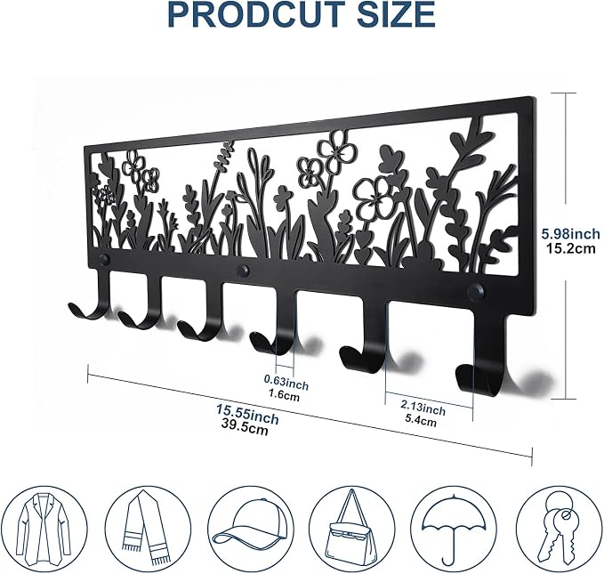 Floral Wall Mounted Coat Rack - Image 2