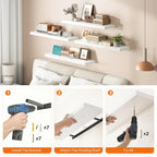 HOOBRO Floating Shelves for Wall, Wall Mounted Shelf Set of 2, 31.5" Hanging - Image 6