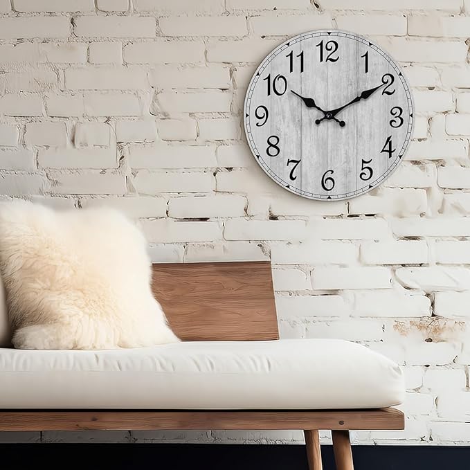 Wall Clock 12 Inch, Vintage Rustic Wooden Clocks Decorative - Image 5