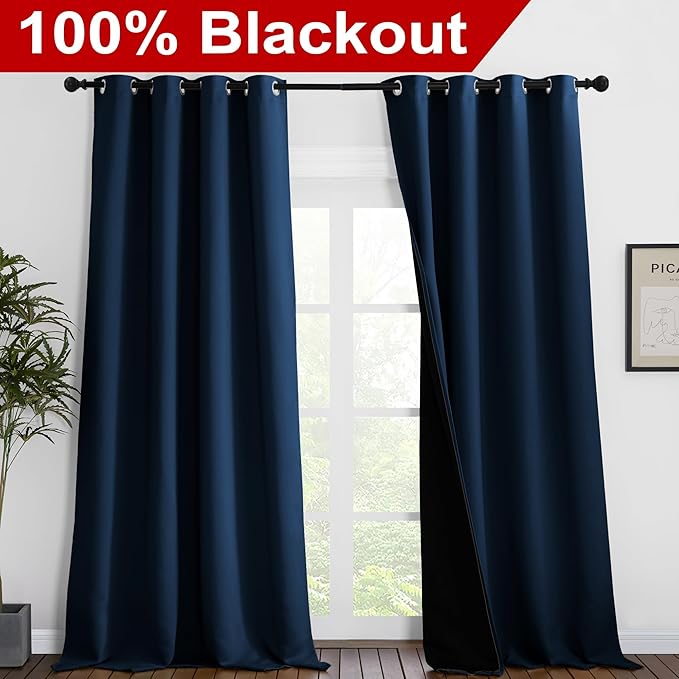 NICETOWN 100% Blackout Blinds, 52 inches x 102 inches, Laundry Room Decor - Image 2