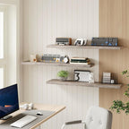 RALGEND Floating Shelves for Wall, 47.2" Large Grey Wall Shelf Set of 3 - Image 7