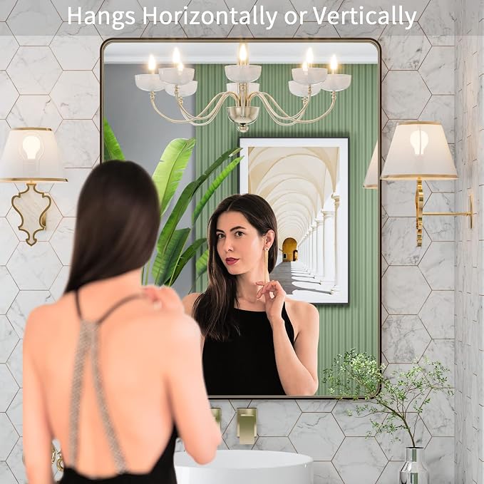 LOAAO 28”X36” Bronze Bathroom Mirrors - Image 2