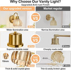 2-Pack Brushed Gold Bathroom Vanity Light, Single-Head Wall Sconce - Image 2