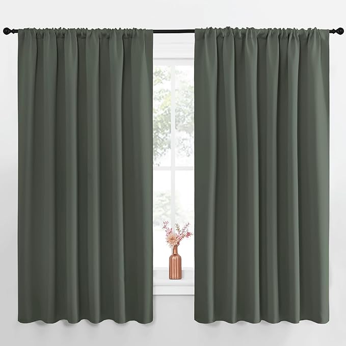 NICETOWN Blackout Curtains for Bedroom, Dark Mallard, 1 Pair, 70 by 63-inch by NICETOWN