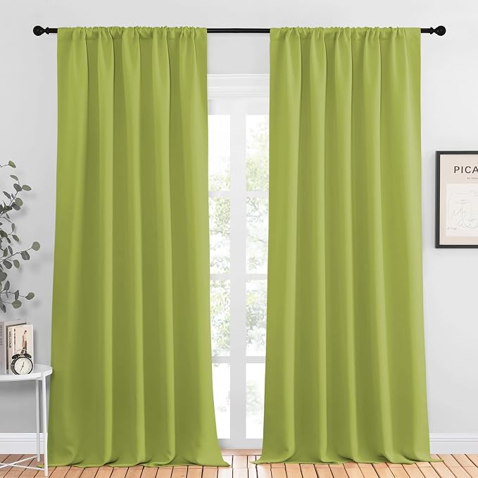 NICETOWN Blackout Curtains for Living Curtains, Fresh Green, 2 Panels, 52 by 95 by NICETOWN