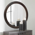 CULER Round Wall Mirrors 30 Inch, Wood Rustic Decorative Transitional Mirror - Image 8
