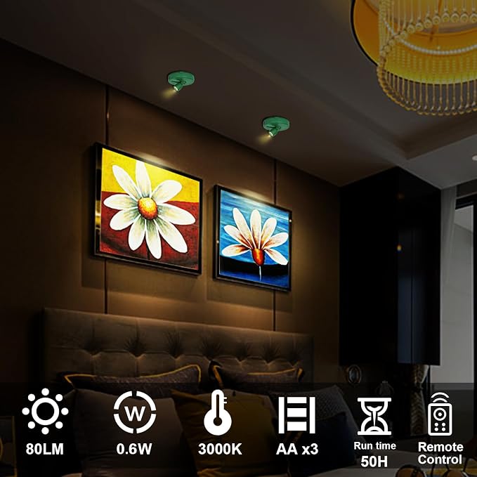 HAMVIDNE LED Spotlight, Battery Powered Picture Lights, Uplight Indoor - Image 5