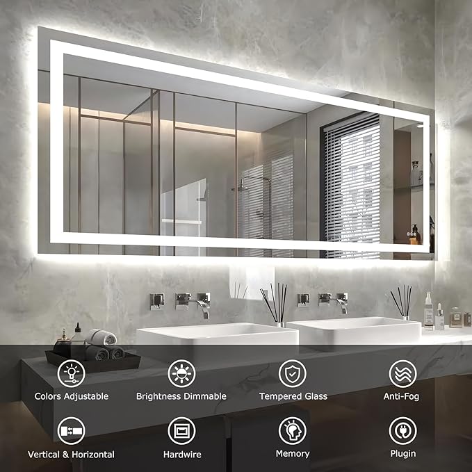 Hivone 72X32 LED Bathroom Mirror - Image 3