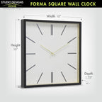 Forma Square Modern Wall Clock, Quartz Movement, Glass Face, Contemporary - Image 3