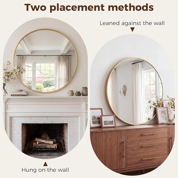 NEWBULIG 24 Inch Round Wall Mirror, Bathroom Mirror - Image 5