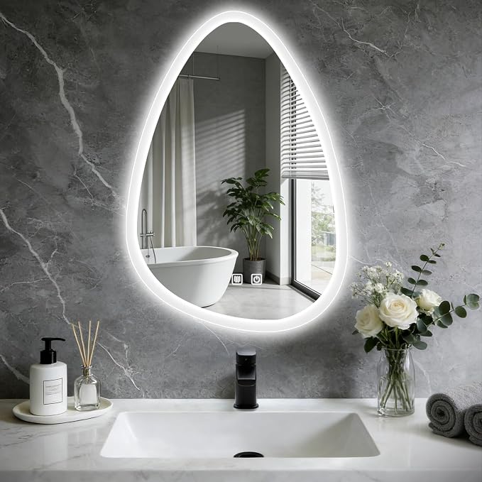 20x28 LED Bathroom Mirror with Lights Irregular, Lighted Bathroom Vanity Mirror by Unknown