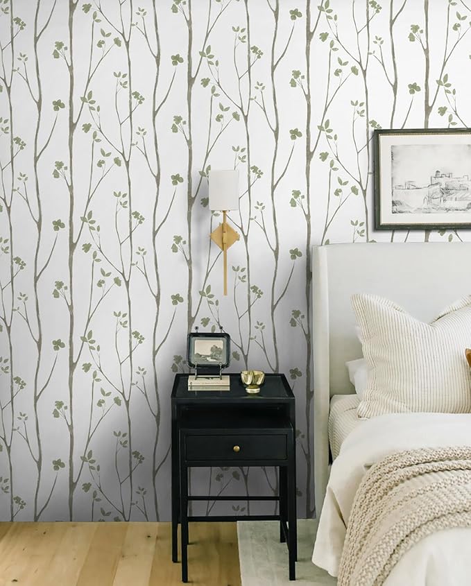 Timeet Green White Leaf Floral Boho Wallpaper 16" x 393.7" Self-Adhesive - Image 6