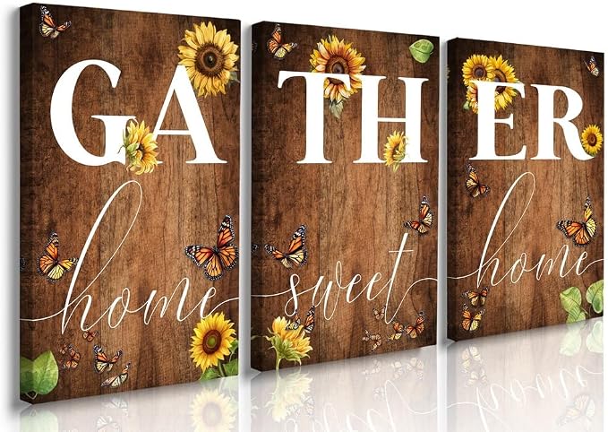 GUBIYU Farmhouse Dining Room Wall Art Gather Signs - Image 2