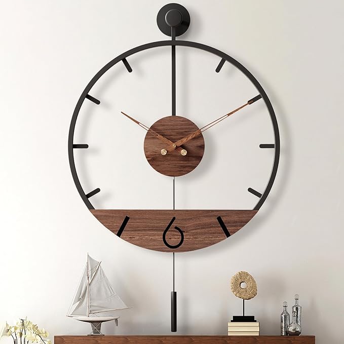 Pytha Sight 34.6×24 Inch Large Modern Decorative Pendulum Wall Clock, Big Metal by Pytha+Sight