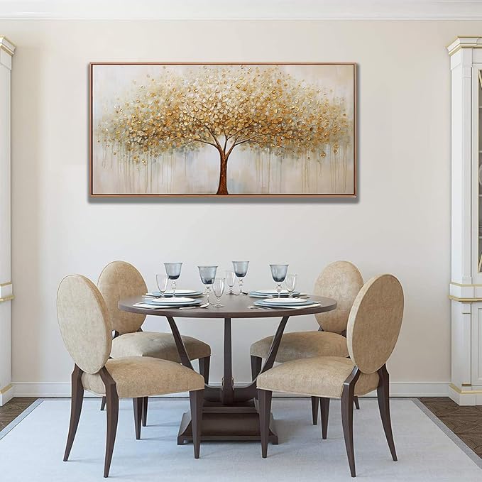 Abstract Wall Art Gold Tree of Life Framed Artwork Canvas Painting Textured - Image 6