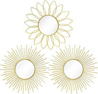 3 Pack Metal Mirrors for Wall Sunburst Wall Mirrors Home Décor Decorative by Uaussi