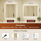 28x40 Inch Gold Framed LED Bathroom Mirror - Image 2