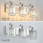 Modern Vanity Light 3-Lights Brushed Nickel Vanity Light Crystal Bathroom Wall - Image 7