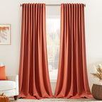 MIULEE Back Tab Burnt Orange Blackout Curtains 96 Inch Long 2 Panels Set by MIULEE