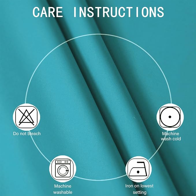 LEMOMO Blackout Curtains 66 x 72 Inch Long Teal Curtains Set of 2 Panels Room - Image 4